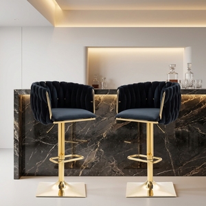 Tabouret <span class=keywords><strong>de</strong></span> <span class=keywords><strong>bar</strong></span> moderne en velours <span class=keywords><strong>de</strong></span> style nordique pour hôtel, salle à manger, salon, restaurant, salle <span class=keywords><strong>de</strong></span> sport, <span class=keywords><strong>chaise</strong></span> d'îlot <span class=keywords><strong>de</strong></span> cuisine blanche, hauteur d'assise 65 cm - Product Image 2