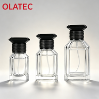Frasco de Perfume de 100 ml, Botella de Fragancia de 50 ml, Botella de Vidrio Cuadrada Transparente Vacía para Perfume en Aerosol, de Lujo con Tapa Negra