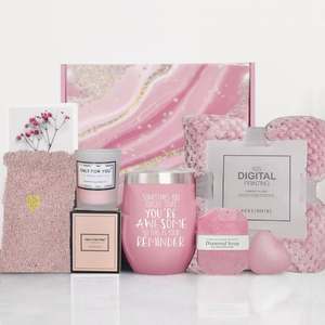 Caja de regalo rosa para el cuidado personal para mujer, conjunto de caja de regalo relajante para recuperarse pronto, manta de jabón, calcetín, regalos de cumpleaños para uso comercial - Product Image 1