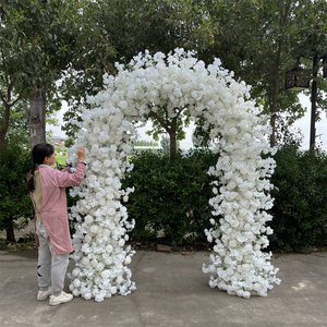 Arco de flores artificiales para decoración de bodas, simulación de arco en forma de U, arco de flores blancas, arreglos florales para bodas - Product Image 3