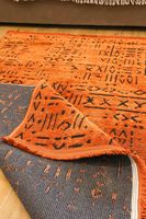 Tapis géométrique Mira Orange Rust en chenille, écologique, adapté aux animaux, lavable, antidérapant, en polyester et coton, moderne, pour sols bas de maison