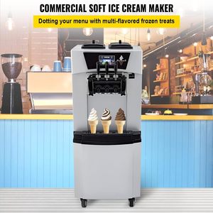 Machine à glace commerciale Vevor 20-30L/H, 2+1 saveurs, glace molle, avec réservoirs de 7L, acier inoxydable, pour la restauration - Product Image 2