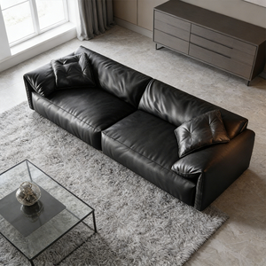 أريكة بذراعين مبطنة بالجلد الطبيعي مع إطار خشبي صلب، أثاث غرفة المعيشة الأكثر مبيعًا لعام <span class=keywords><strong>2026</strong></span> - Product Image 4