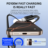 Cable de Datos Piva Universal Magnético Autoenrollable de Aleación de Aluminio Tipo-C a Tipo-C PD100W con Tejido de Nailon, 480Mbps, 1m, Carga Rápida