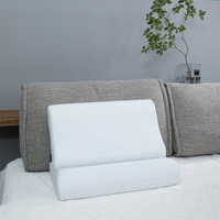 Oreiller de soutien pour un sommeil sain, en mousse à mémoire de forme non toxique, avec motif ondulé, housse en fibre de bambou, en tissu tricoté.