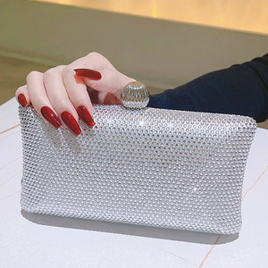 Shiny Diamonds Handbag for Women Dress <b>Wedding</b> Lady Elegant Portable Purse New Silver Evening <b>Clutch</b> Bag - Product Image 3