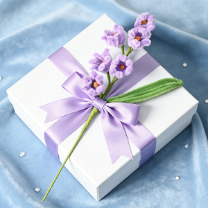 Fleur artificielle violette tressée à la main de 30 cm, bâton torsadé, accessoire de décoration pour bouquet DIY, ornement pour la Saint-Valentin - Product Image 4