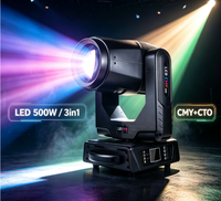Projecteur LED 500W 3-en-1 à tête mobile CMY+CTO 18R Double Gobo Prisme à facettes 8/16 2.5 ° -53 °   Zoom DMX512 RDM Artnet Projecteur de Scène