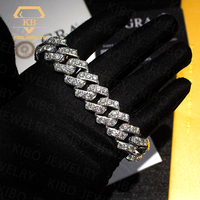 Bracelet Hip Hop en Moissanite VVS taille Baguette, grande pierre, 20 mm, en Argent Sterling 925, style cubain pour homme, passe le test du diamant