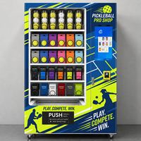 Distributeur automatique de pickleball pour clubs sportifs avec écran tactile, paiement par carte, espèces et QR, et gestion à distance