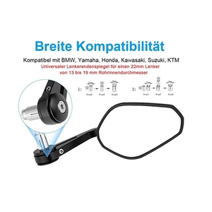 Espejo retrovisor RTS para motocicleta de 7/8 ", 22mm, E9, espejo retrovisor para Yamaha R3 MT07 <span class=keywords><strong>MT09</strong></span> para <span class=keywords><strong>BMW</strong></span> R1200GS F800GS 750G Universal - Product Image 5