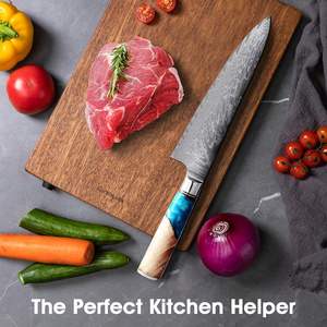 7 pièces Chef professionnel VG10 ensemble de couteaux damas japonais lame en acier inoxydable poignée en résine cuisine Cuchillos De Santoku <span class=keywords><strong>Couteau</strong></span> - Product Image 3