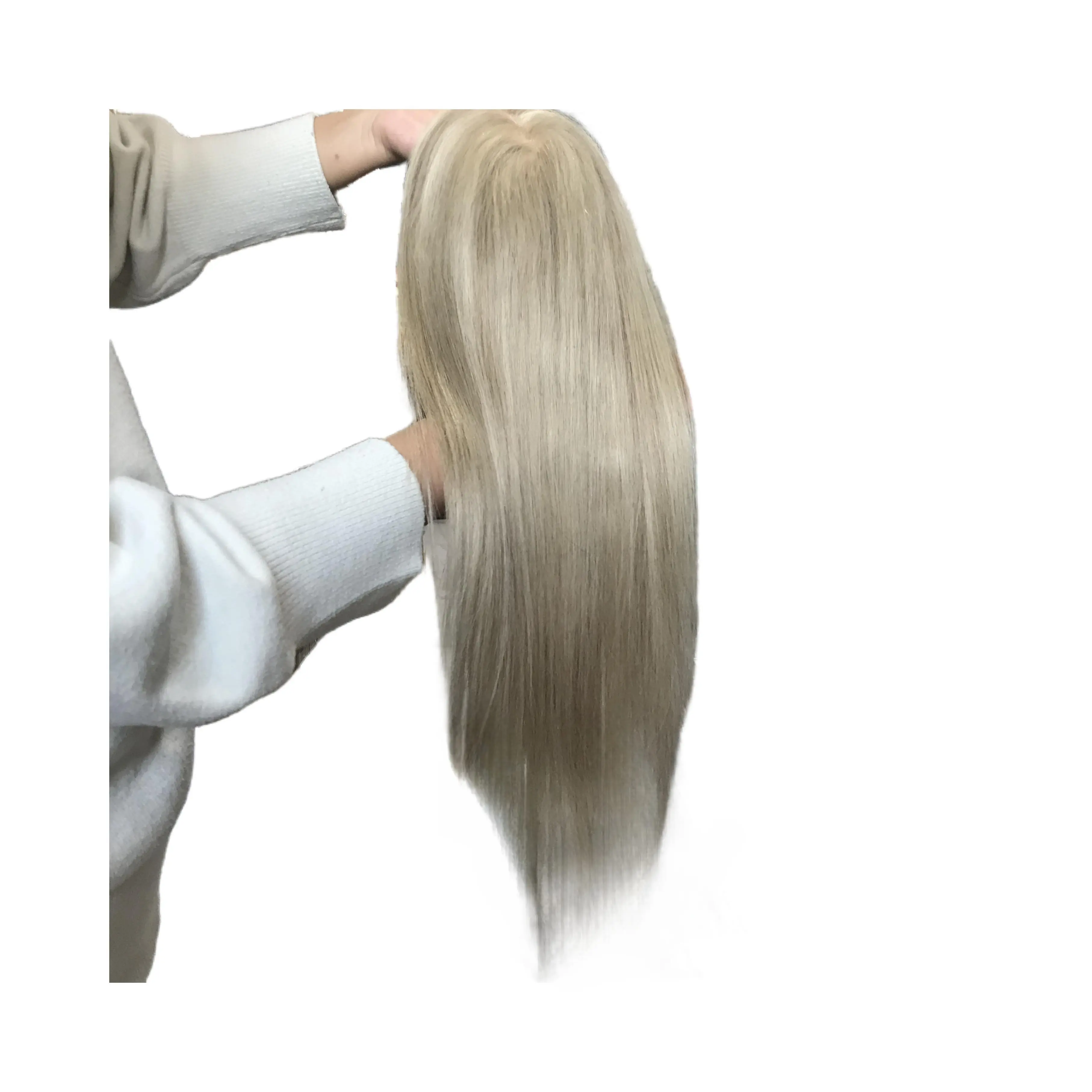 Markieren Sie 116 blonde Farb spitze mit pu Base Echthaar teile Topper für Haarausfall Ausdünnen des Haar Frauen