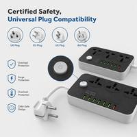 Cable de Extensión con Enchufe Schuko Europeo de 3 Vías y Logotipo Personalizado al por Mayor, con 5 USB y 1 Tipo C PD de Carga Rápida, Enchufe Universal con Certificación CE