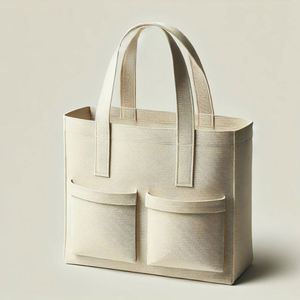 Bolso de lona de algodón 120Z con bolsillo exterior para bolsas de compras de lona, bolso de hombro de lona con logotipo impreso personalizado en blanco - Product Image 4