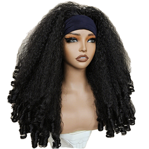 Perruques <span class=keywords><strong>Afro</strong></span> Bouclées Frisées <span class=keywords><strong>pour</strong></span> Femmes Noires, Bandeau Long Synthétique Classique, <span class=keywords><strong>Cheveux</strong></span> Ondulés Ressortissants et Volumineux Résistants à la Chaleur - Product Image 1