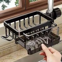 Égouttoir de cuisine multifonctionnel en métal, support de rangement mural pour robinet, panier suspendu pour éponges et torchons