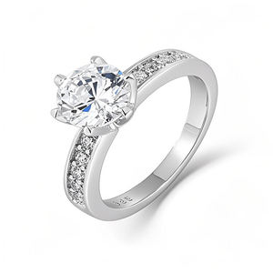 Verlovingsringen Voor Vrouwen 925 Sterling Verzilverd Met 14k 18K Goud Rose Goud Verguld Met Rhodium Rond Helder Zirkoon Ontwerp - Product Image 1