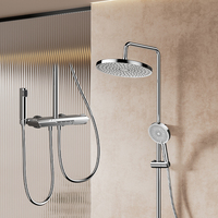 Ensemble de douche mural quatre fonctions gris anthracite 4313 pour hôtels, avec douchette et ensemble de douche à main