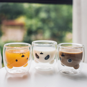 270 ml Kinder niedliche Ent Katze Bär Hund Kaffeebecher Doppelwand-isolierglas Milchbecher Tierglasbecher - Product Image 4