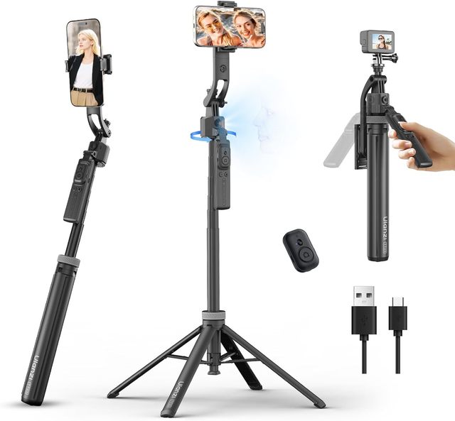 Ulanzi TT23 Auto-Tracking Selfie Stick Tripod Foaldable Selfie Tripod for Smartphone Camera for Gopro with Wireless for Travel