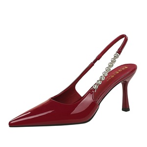 7317-A8 décolleté da donna stile europeo americano a punta con strass cavi tacchi alti tacco sottile bocca poco profonda brevetto per banchetto - Product Image 4
