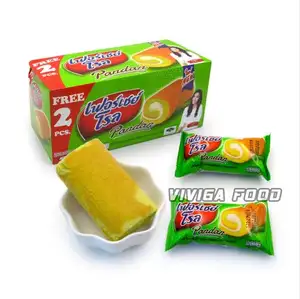 Cake factory wholesale High-quality Pandan Flavor Swiss Roll Cake Center Filling Roll Bread layer cake