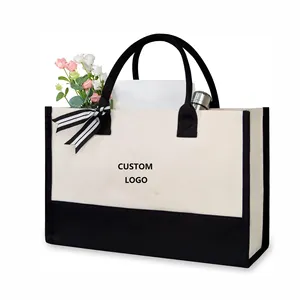 Kalanta eco friendly extra large custom logo organic reusable cotton shopping bag canvas grocery bag oversize tote bag