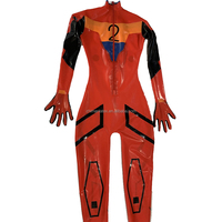 Costume de Cosplay EVA en Latex, Costume personnalisé de Catsuit de Zentai de Latex, Costume de dessin animé japonais unisexe en caoutchouc de Zentai