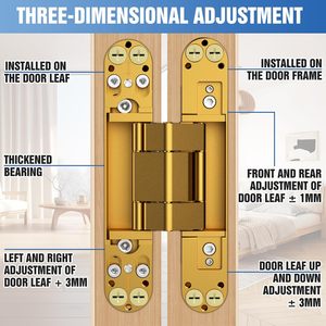 Cerniera Nascosta Silenziosa per Porta 7 Pollici, Apertura a 180 Gradi, Cerniera Regolabile in 3 Direzioni 7 X 2.8 X 1 Pollici - Product Image 4