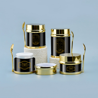 Pots en verre pour crème 30g 50g 80g 100g avec cuillère, contenants cosmétiques transparents de luxe avec couvercles dorés pour beurre corporel et soins de la peau
