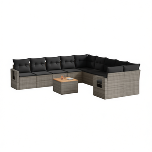Set Divano da Giardino in Rattan Grigio a 6 Posti, Arredamento da Esterno dal Design Contemporaneo con Piedini Regolabili - Product Image 1