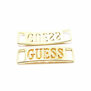 Acessórios de metal para sapatos, acessórios de metal banhados a ouro logotipo gravado retangular marca charme tag - Product Image 2