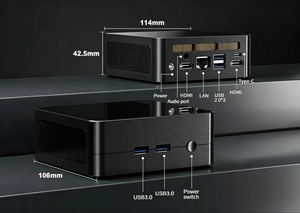 Nouveau <span class=keywords><strong>mini</strong></span> <span class=keywords><strong>PC</strong></span> AMD DDR4 64 Go, double SSD NVMe M.2, 2xHDMI+Type-C, triple sortie 4K 60 Hz, Gigabit LAN, WiFi6, BT, WOL/PXE, alliage d'aluminium - Product Image 4
