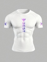T-shirt à manches courtes pour homme, col rond, imprimé par transfert thermique, compression, printemps été automne, haute élasticité, extensible dans quatre sens, séchage rapide