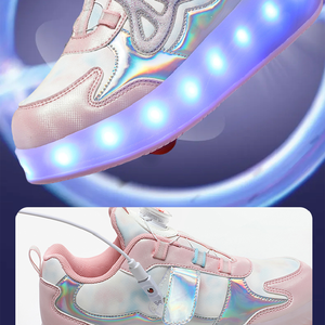 Zapatos <span class=keywords><strong>de</strong></span> Patinaje con <span class=keywords><strong>Ruedas</strong></span> Deformables <span class=keywords><strong>de</strong></span> <span class=keywords><strong>4</strong></span> <span class=keywords><strong>Ruedas</strong></span> para Mujer, 2 en 1, Patineta, Moda, Cuero Genuino, Zapatos Deportivos con <span class=keywords><strong>Ruedas</strong></span> - Product Image 5