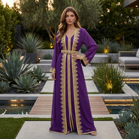 Robe longue décontractée pour femmes grandes tailles, tissée, respirante, écologique, antistatique, taille naturelle, manches longues, noir et violet