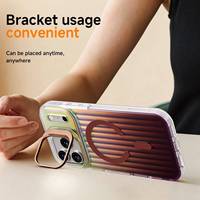 Étui de luxe ondulé à dégradé laser compatible avec iPhone 18 17 Pro Max, coque magnétique en métal pour objectif d'appareil photo