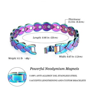 Consegna Rapida, Basso MOQ, Regalo <span class=keywords><strong>per</strong></span> Coppie, Braccialetto Magnetico a Cuore in Acciaio Inossidabile Stile Classico Arcobaleno - Product Image 3