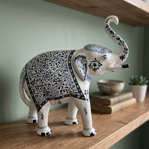 Handcrafted Blue Pottery Aluminum <b>Elephant</b> Statue | Art Deco Animal Decorative Home Figurine | Indian Art <b>Gift</b> | Tabletop - Product Image 2