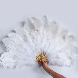 Manufacturer Different Size Big Colorful Ostrich Feather Fan In Stock For Carnival Dance Performance Decoration