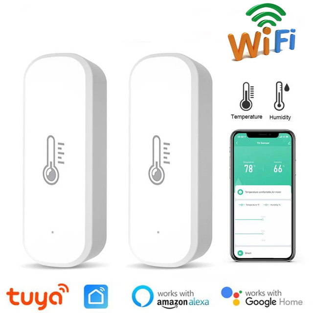 WiFi Tuya Smart Voice Alarm Indoor Temperature and Humidity Sensor for Home Security System Smart Life APP Remote Monitor