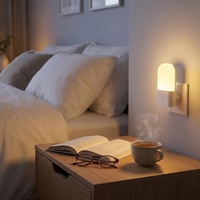 Lampu Malam LED Senya-Pro Custom Dimmable dengan Sensor Senja hingga Fajar, Modern, ABS, Colokan Listrik, Cahaya Putih Hangat untuk Kamar Tidur, Rumah, dan Anak-Anak