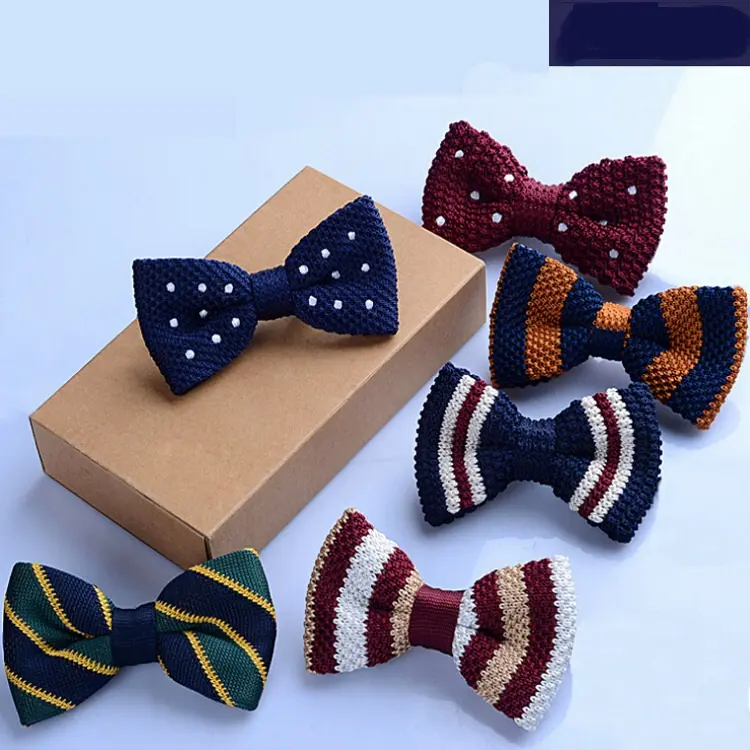 Tuxedo Strick Bowtie Kinder Bogen Krawatte Dicken Ein Deck Pre Gebunden Einstellbare Stricken Casual Krawatten