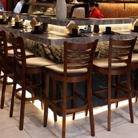 Chaises de bar vintage en bois massif, tabourets sans accoudoirs avec repose-pieds pour îlot de cuisine, comptoir, bar à domicile, club, hôtel, restaurant, style américain