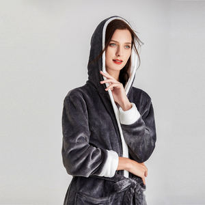 Camisón de franela con capucha, albornoz corto para mujer, Coral camisón de lana para el hogar, <span class=keywords><strong>bata</strong></span> de Hotel - Product Image 5