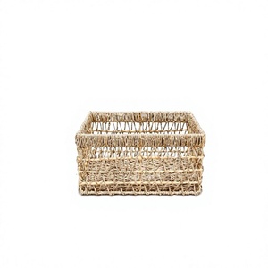 Cesta de Almacenamiento de Jacinto de Agua, Rectangular, Tejida, Organizador Ecológico, Rústico, para Baño, Dormitorio - Product Image 1