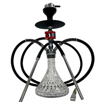 Ensemble de chicha de luxe à quatre tuyaux et double tube avec HMD, base en métal découpé, pour le marché américain