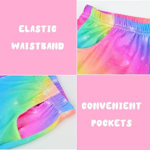 Girls Pajamas Sets Colorful <strong>Unicorn</strong> Tie Dye Summer Pajamas 2 Piece Short Sleeve Indoor Custom Pajama Set - Product Image 3