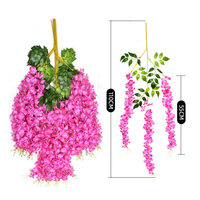 Fleur de glycine artificielle Yilun pour décoration intérieure de plafond, fleur de rotin violette pour événements et fêtes du Poisson d'avril
